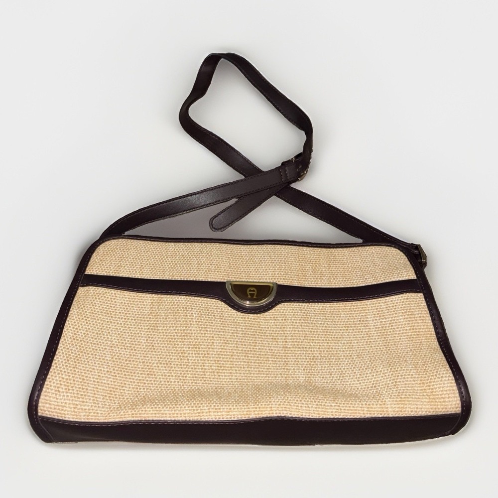 ETIENNE AIGNER Classic Woven Jute Purse ~ Crossbody Adjustable Strap Handbag